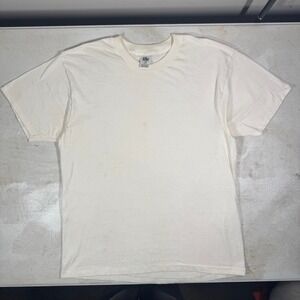 Vintage Life Mens Single Stitch Cotton T-Shirt Off White Cream Lightweight Large